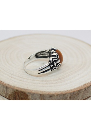 Gümüş Kaplan Gözü Taşlı Erkek Yüzük (506235008)