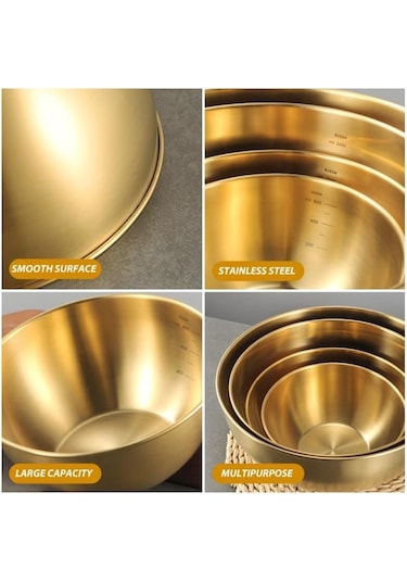 Morponi Lüks Gold Çelik Karıştırma Kabı Goldmix 2000 Ml 25 Cm Gold