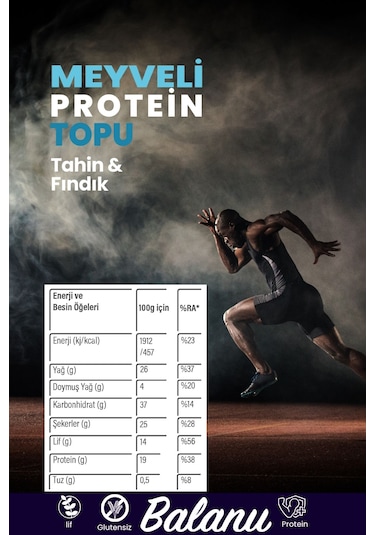 Meyveli Tahinli & Fındıklı Protein Topları 55gr X3 Adet