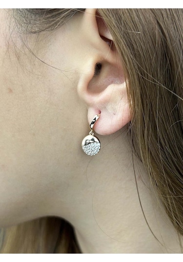 Zirkon Taşlı, Altın Kaplama Paslanmaz Küpe 237, Pembe Rose Renk Pembe