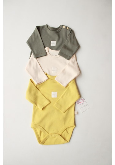 Oh La La Koala 3lü Basic Uzun Kollu Çıt Çıtlı Body Zıbın Model 8 Çok Renkli