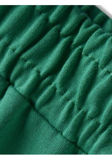 Kız Çocuk Paçası Lastikli Yüksek Bel Salaş Kalıp Eşofman Alt-12457-yeşil Yeşil