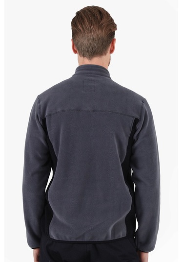 Çift Renkli Polar Ceket Gri - Siyah