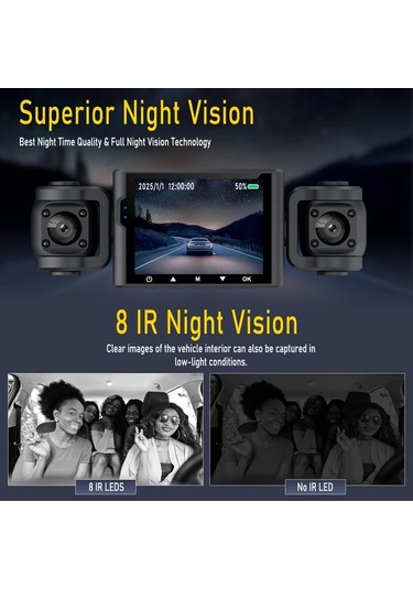 Xuweiwei 360 Derece 4 Kanalli Dash Cam 1080p On Sag Sol Arka 480p 4 Lens Without Card Gece Gorusu Wdr 64gb Opsiyonel 24h Park Modu