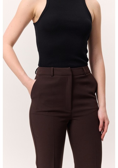 Premıum Flare Paça Fıt Pantolon Kahverengi Kahverengi