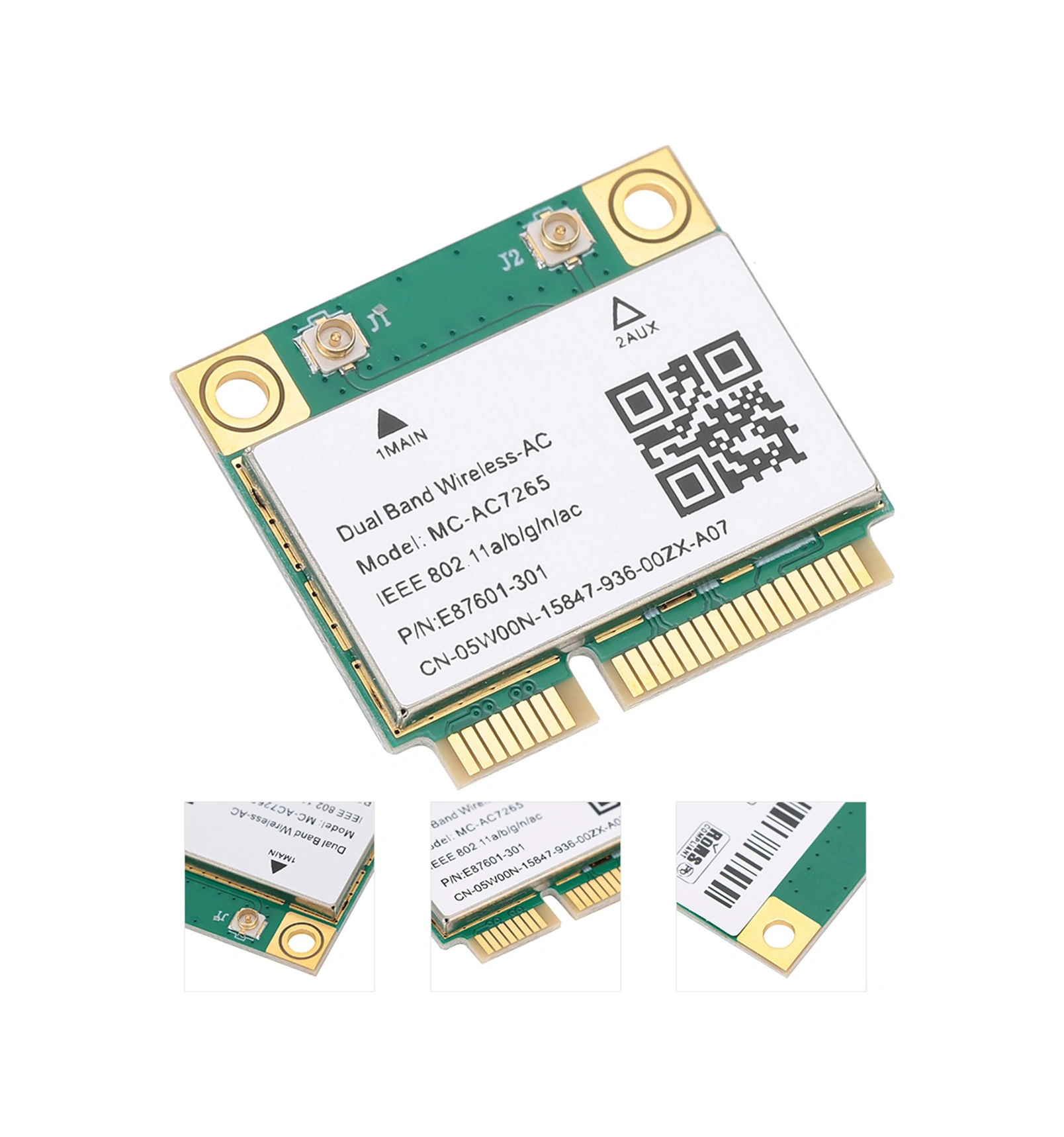 Xiyyadms Intel 7265ac Çipli Mini Pcı-e Kablosuz Ağ Kartı, 1200mbps 2.4/5ghz Çift Bant, Bluetooth 4.2, 802.11ac Desteği, Masaüstü/dizüstü Uyumlu