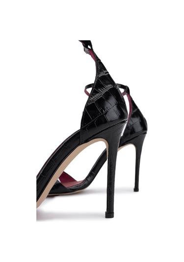Tamer Tanca Kadın Siyah Hakiki Deri Kroko Topuklu Ayakkabı 340 158 Bn Ayk Y25 Sıyah Kroko Siyah