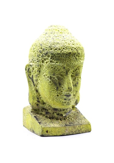 Buddha Heykel Büst Sarı Orta Boy