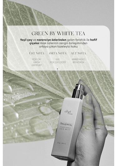 Nem Ve Parlaklık Veren Parfümlü Saç Misti Kundal Perfumed Hair Mist 40ml Green By White Tea