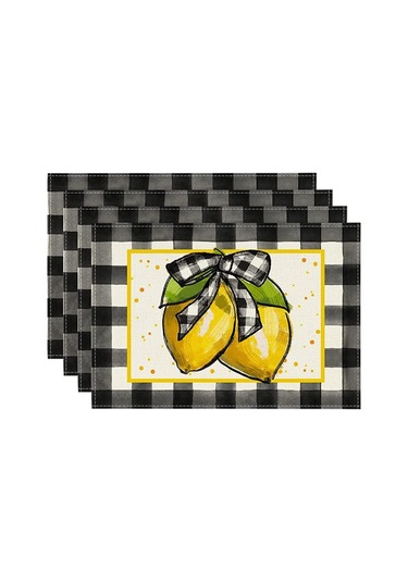 Buffalo Ekose Limon Placemats, 12x18 İnç Yemek Odası İçin 4 Set 2