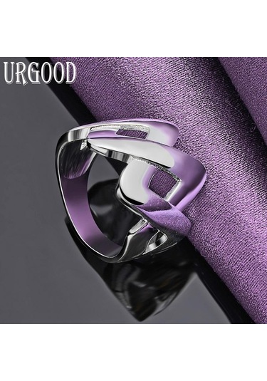 925 Ayar Gümüş Geometrik Yüzük Hediye Moda Takı 10