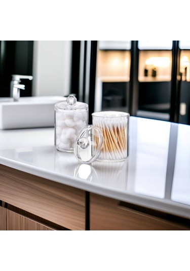 Fosenze Bambu Kapağıyla 4'lü Şeffaf Plastik Depolama Kavanoz Seti - Odalarınızı Düzenleyin, Küçük Eşyalarınızı Güvenle Saklayın Şeffaf