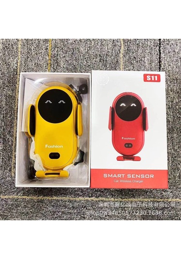Yifomall S11 Sarı Akıllı Kızılötesi Algılama Araç İçi Kablosuz Şarj Telefon Tutucu Otomatik Taban Zarif Paket İçerir