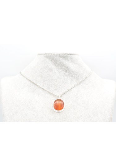 Murty99 Hakiki Doğal Karnelyan Akik Taşı Kolye Ucu Kırmızı