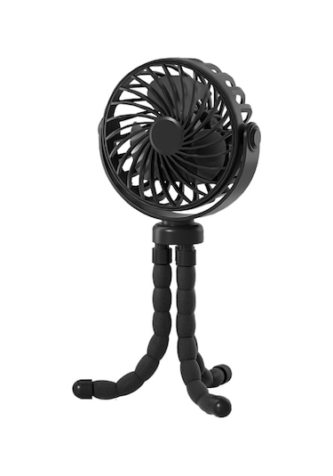 Kangvka Siyah F3 Cep Fanı - 360 Döner, 3 Hızlı, Işıklı, 800mah Pil - Bebek Arabası/ofis/ev Kullanıma Uygun