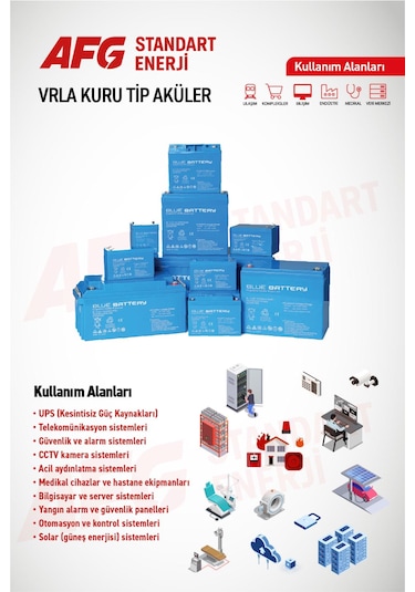 10 Adet 12 Volt 7 Amper Kuru Tip Akü 12 V 7 Ah Bl Mavi