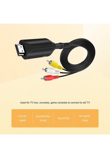 Homyl Video Ses Kablosu Aksesuarı, Projektör Tv Için Pal Ntsc