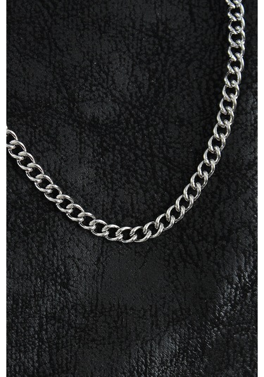 316l Çelik Klasik Oval Zincir Model Gümüş Renk Erkek Kolye Renkli