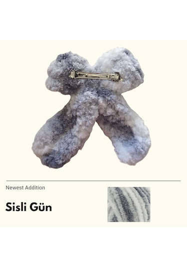 Sisli Gün Puffy Toka Beyaz - Gri - Pudra - Siyah