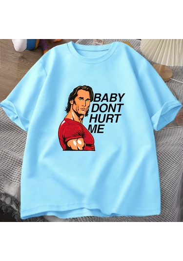 Bebek Bana Zarar Vermeyin Meme Grafik T Shirt Adam Giysileri Pamuk Baskı Kısa Kollu Erkek Pam Trz-347 Mavi