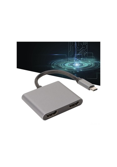 Ximistore9 Usb-c'den Çift Hdmı'ye Adaptör - 4k 60hz Desteği, Alüminyum Gövde, Sinyal Kararlılığı, Ekran Yansıtma/genişletme