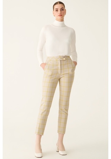 Perspective Jania Regular Fit Ekose Desenli Vizon Fıstık Yeşili P Vizon - Yeşil