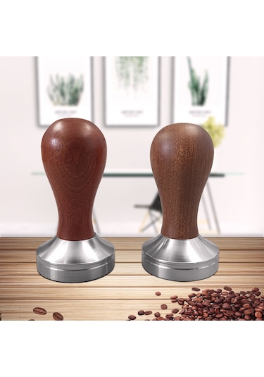 Yaleker 53mm Espresso Tamper Set: Paslanmaz Çelik Ve Alüminyum Gövde, Kuru Ahşap Saplı Profesyonel Kahve Tozu Dolu Ve Presley Aleti Diğer
