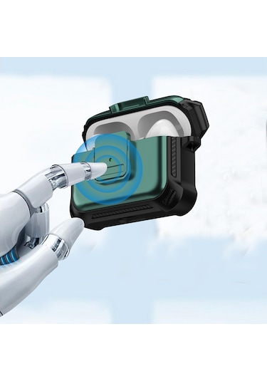 Airpods Uyumlu Pro Tpu + Pc İçin Anahtarlı Darbeye Dayanıklı Kulaklık Koruyucu Kılıf Mor