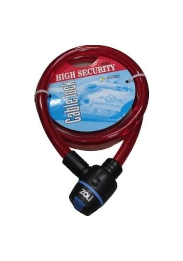 Zoli 4521 Anahtarlı Bisiklet Halat Kilit 15x1000 Mm Bisiklet Kilidi Kırmızı