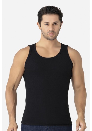 Erkek Siyah Fitilli Kaşkorse Atlet 3'lü Paket Esnek Ve Yumuşak Kumaş Siyah