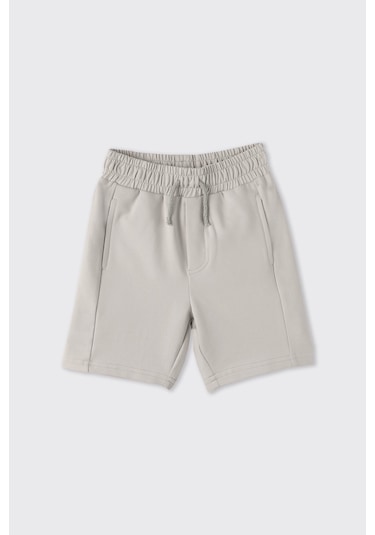 Panço Erkek Çocuk Beli Lastikli Örme Şort Gri