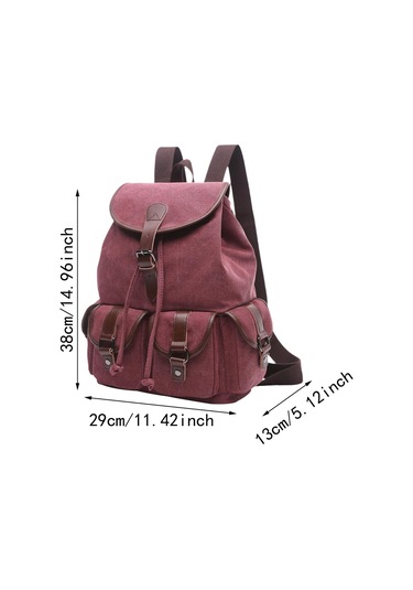 Suntek Kanvas Sırt Çantası Okul Yürüyüş Satchel Çanta Kırmızı