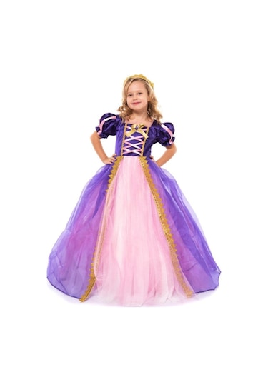 Patiska Nostalji Rapunzel Kostümü Pembe-mor