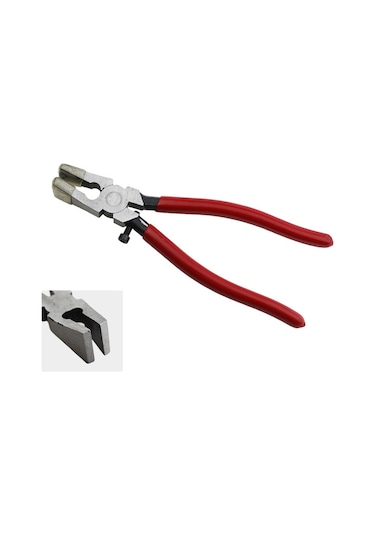 Youmex 8 İnç Cam Kenar Düzeltici Pense - Kırmızı Saplı Düz Ağızlı, Cam İşçiliği İçin Özel Tasarlanmış Dayanıklı Araç