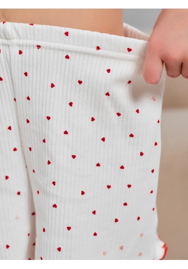 Avk Kids Kız Çocukları İçin Kalpli, Pijama Takımı, Şortlu, Pamuklu 310265944 Beyaz