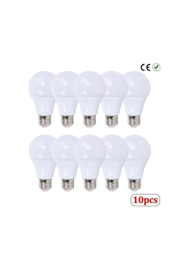 10 Adet 9 Watt E27 Duylu Led Ampul - Beyaz Işık- 10'lu Paket