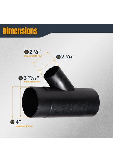Powertec 70190 Y-fitting, 4 X 2 1/5,1 Cm