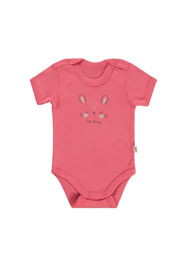 Civil Baby Cute Bunny Baskılı 1-36 Ay Çıtçıtlı Badi - Kırmızı Nar