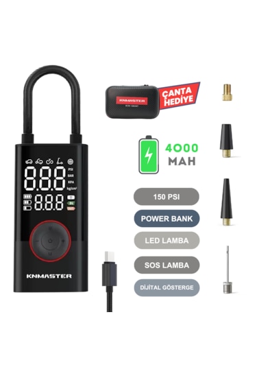 Knmaster Lp200: 150 Psı Dijital Göstergeli Şarjlı Hava Pompası