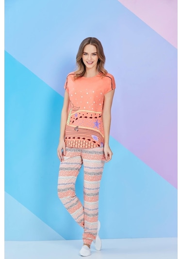 Roly Poly Kadın Kısa Kollu Bisiklet Yaka Pijama Takımı (3259)