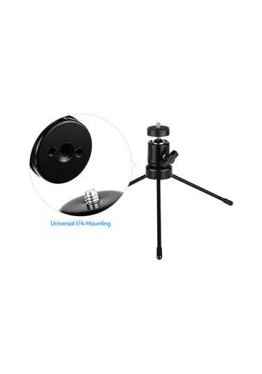 Masa Topu Başlı Tripod Seti 360 Derece Dönebilen U Şeklindeki Yuva Evrensel 1/4 Vida İle Siyah