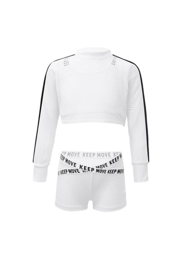 Çocuk Kız 3 Adet Caz Hip Hop Dans Kıyafetleri Kısa Net Bluz Tank Top Ve Ganimet Şort Egzersiz Takım Elbise Beyaz Çocuk Kız 3 Adet Caz Hip Hop Dans Kıyafetleri Kısa Net Bluz Tank Top Ve Ganimet Şort Egzersiz Takım Elbise Beyaz