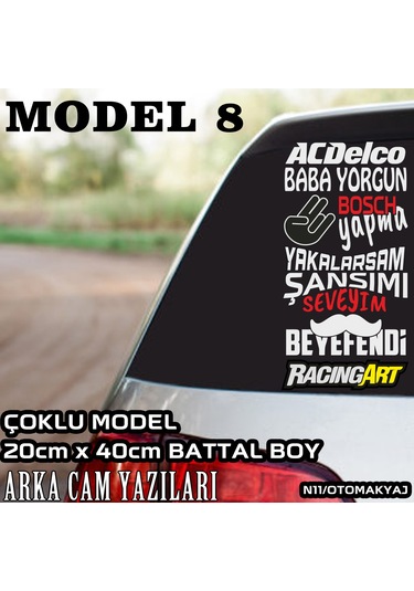 arka cam yazıları - çoklu model türkçe marka yazılı sticker seti