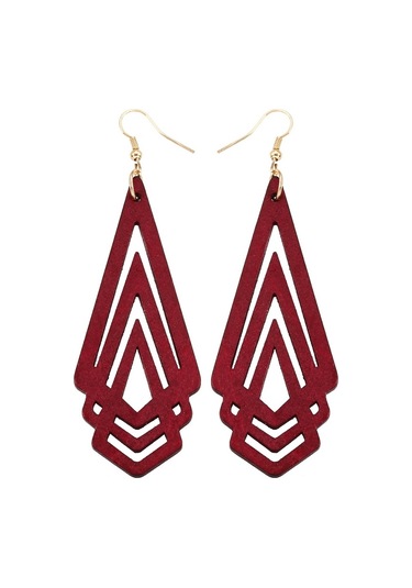 1 Çift Doğal Ahşap Küpe Geometik İçi Boş Üçgen Kişilik Kadın Için Basit Moda Takı, Metal Renk: Beyaz