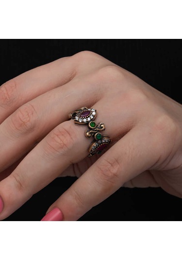 Blackcraft Gümüş Ayarlanabilen Otantik Mekik Kadın Yüzük Bc-12fb13 Renkli