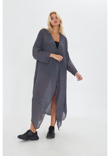 Kutaf Antrasit Ultra Soft Uzun İ Kimono Gri