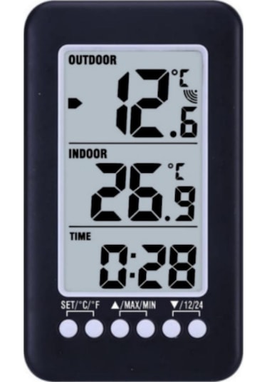 Folinda Dijital Lcd Zaman Ve Sıcaklık Gösterici, İç/ Dış Sıcaklık Ölçümü, Kablosuz Verici Cj3315rf - Pil Dahil Değil