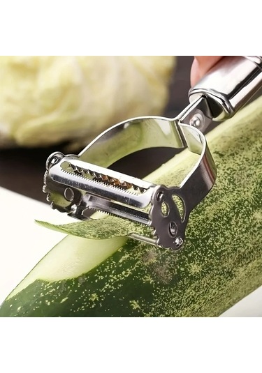 Hightower Gümüş 1x Paslanmaz Çelik Manuel Dilme Rende Soyucu Mutfak Sebze Meyve Kesici Gümüşi