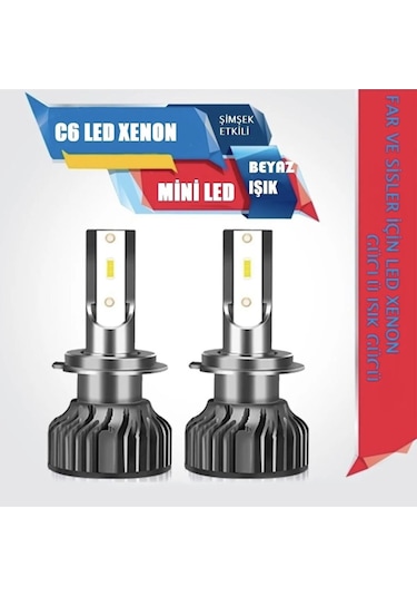 H3 Led Zenon C6 Mini Led Xenon Ampul 12800 Lümen Beyaz Renk 6000