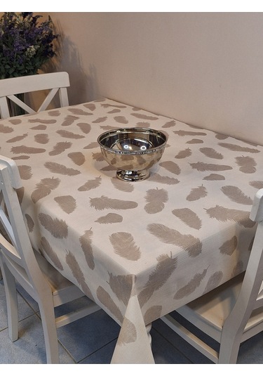 İthal Silinebilir Pvc Masa Örtüsü Kaymaz Tabanlı, Kumaş Görünümlü Pvc Masa Örtüs İth5511 Kahverengi